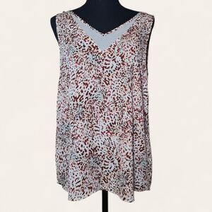 Maurices Animal Leopard Print Sheer V-neck Tank Top Women's Size Medium Pink